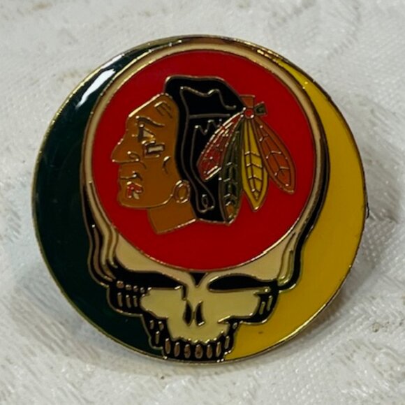 NHL Chicago Blackhawks Enamel Lapel Vest Jacket Hat Pin Hockey 1" - Picture 5 of 6